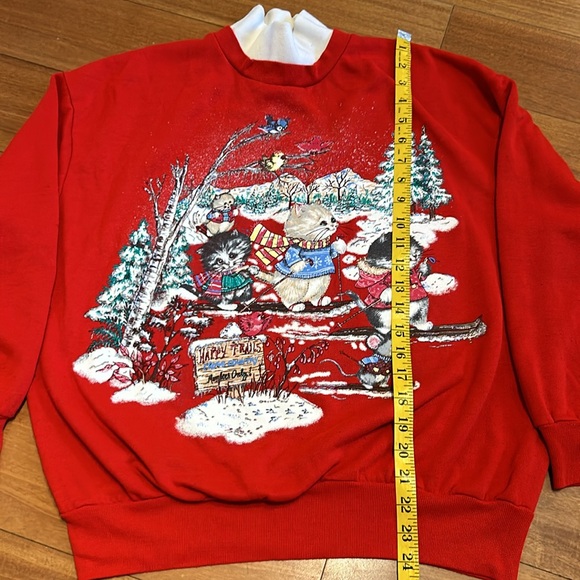 Vintage 80s Kittens Skiing Sweatshirt - Picture 2 of 3